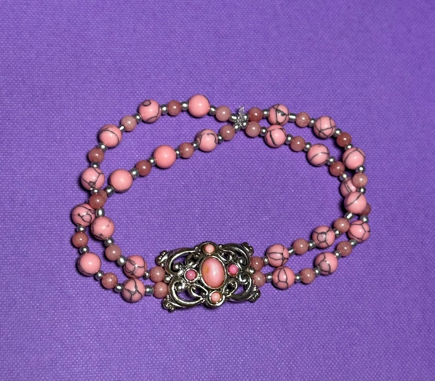 Reworked Vintage 80s Pink Turquoise Bracelet