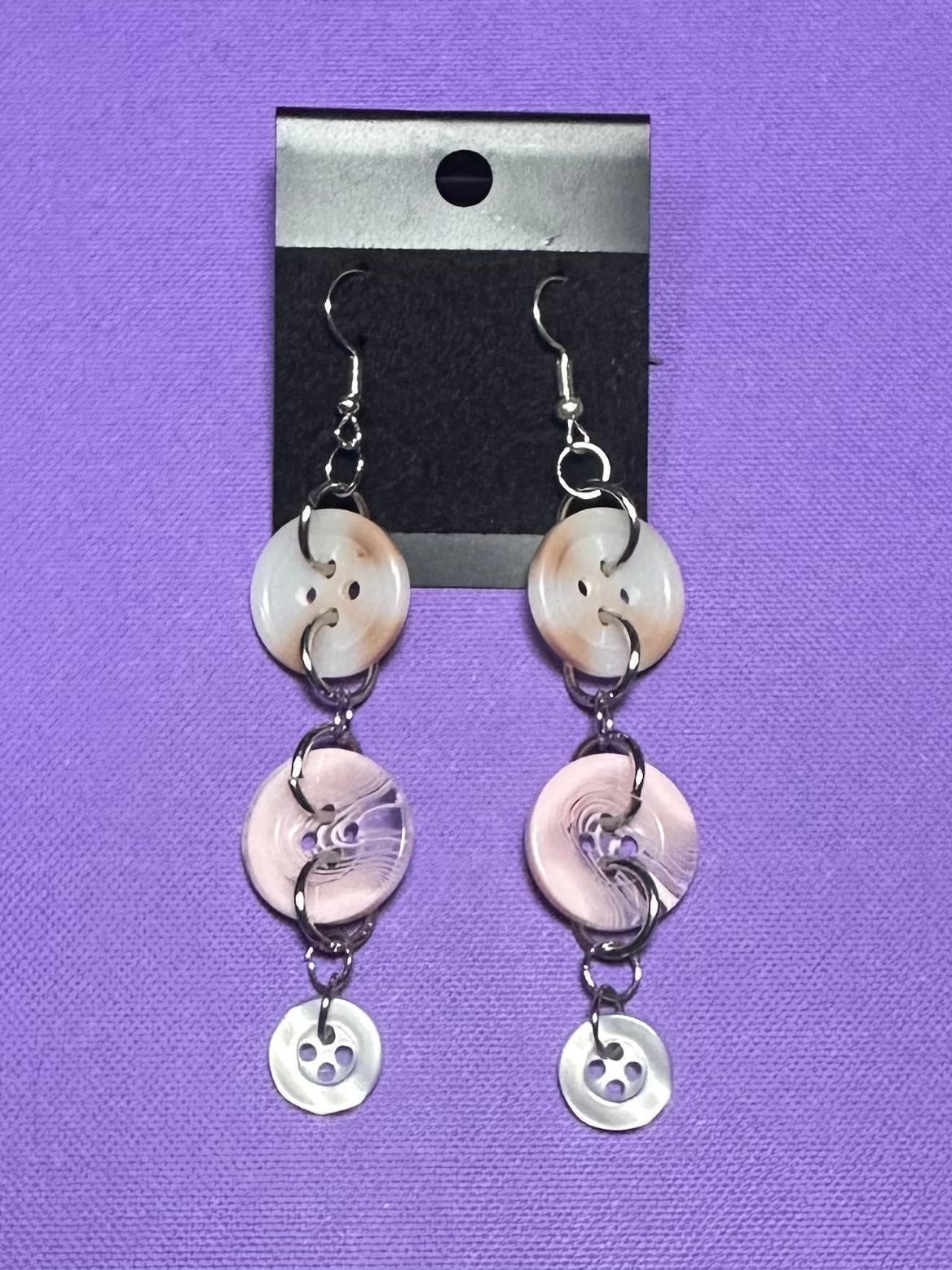 Pink Button Earrings