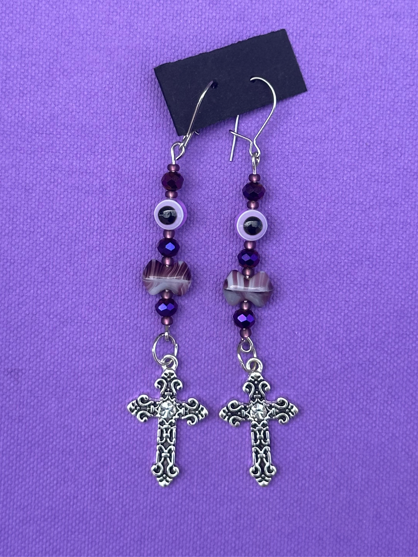 Seeing Violet Crosses Earrings