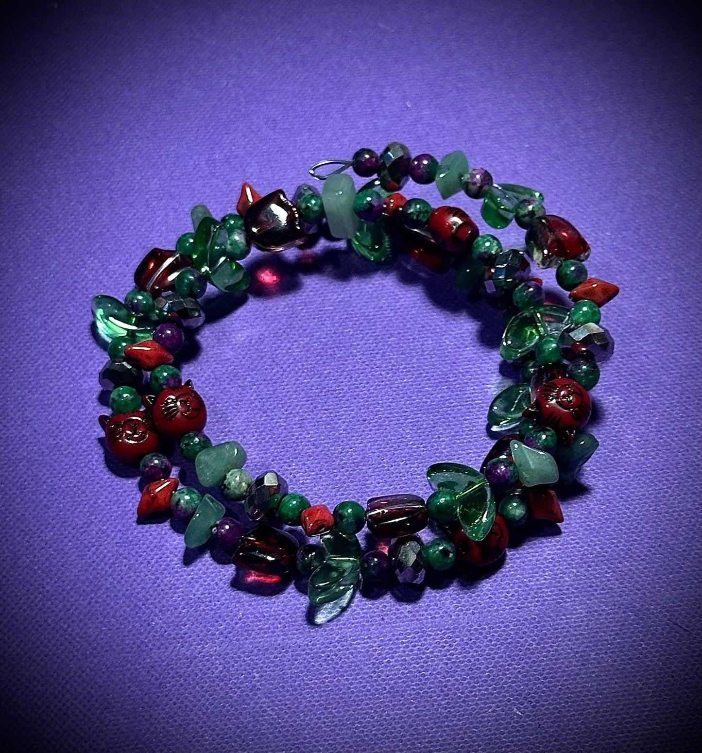 Mystical Feline memory wire bracelets