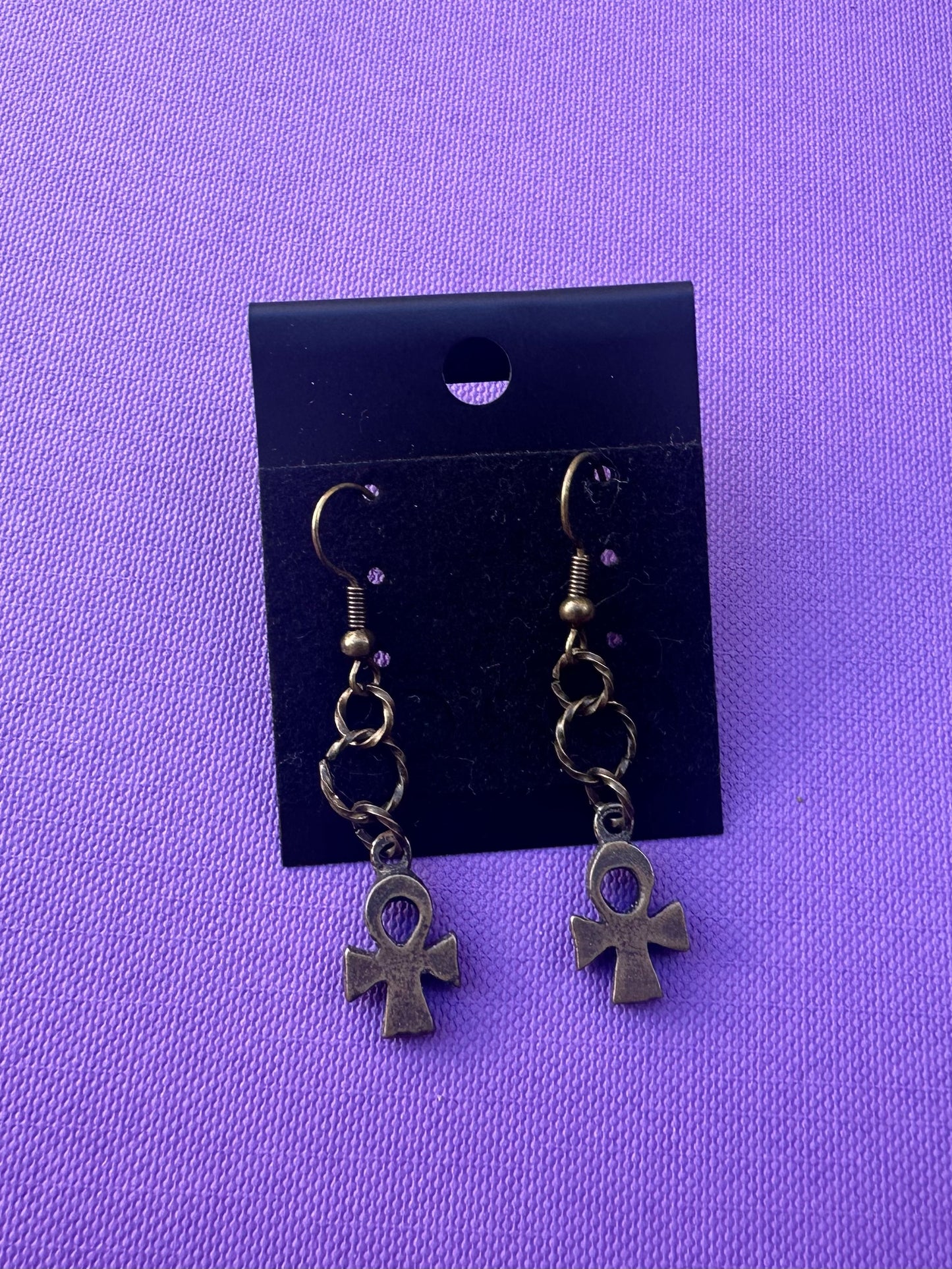 Bronze Ankh Earrings