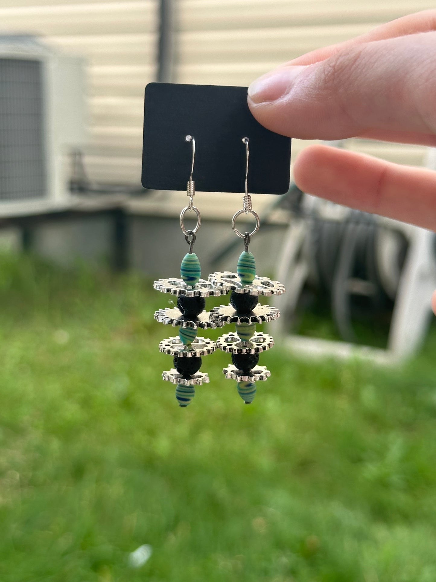 Dewy Gear Drop Earrings