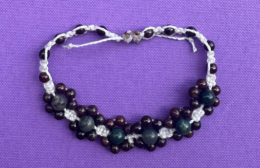 Garnet Dreams Macramé Bracelet (Adjustable)