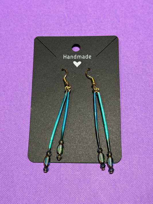 Blue Double Quill Earrings