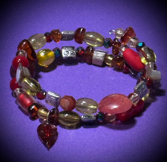 Crimson Leafs Layered Bracelet