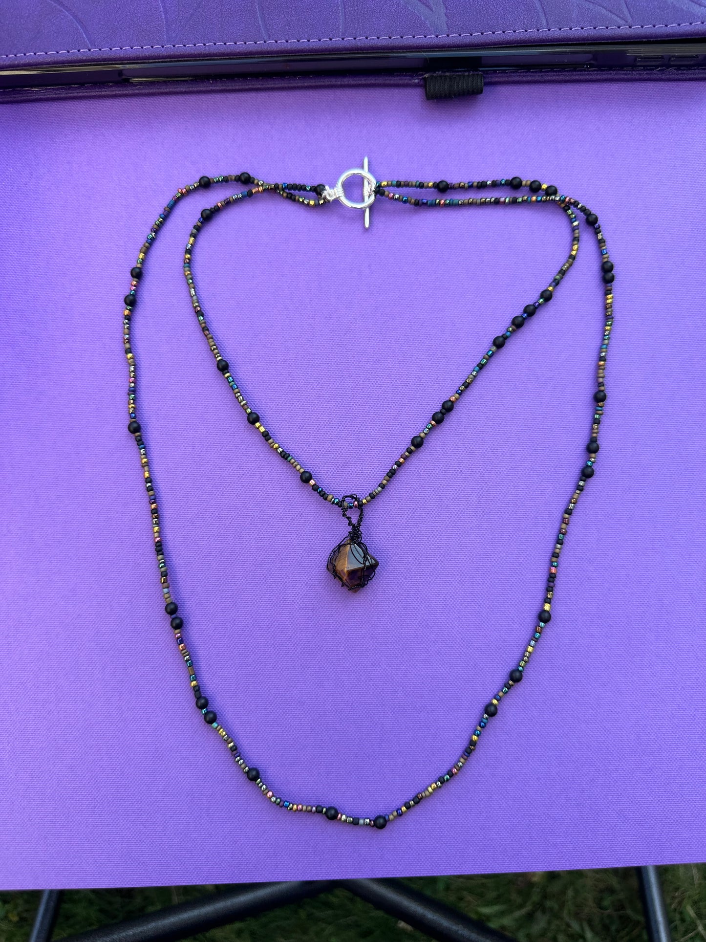 Tiger eye diamond necklace