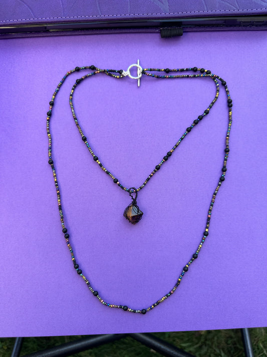 Tiger eye diamond necklace