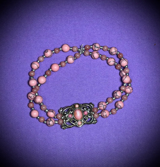 Reworked Vintage 80s Pink Turquoise Bracelet