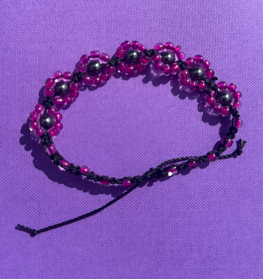 Steel Pink Macramé Bracelet (Adjustable)