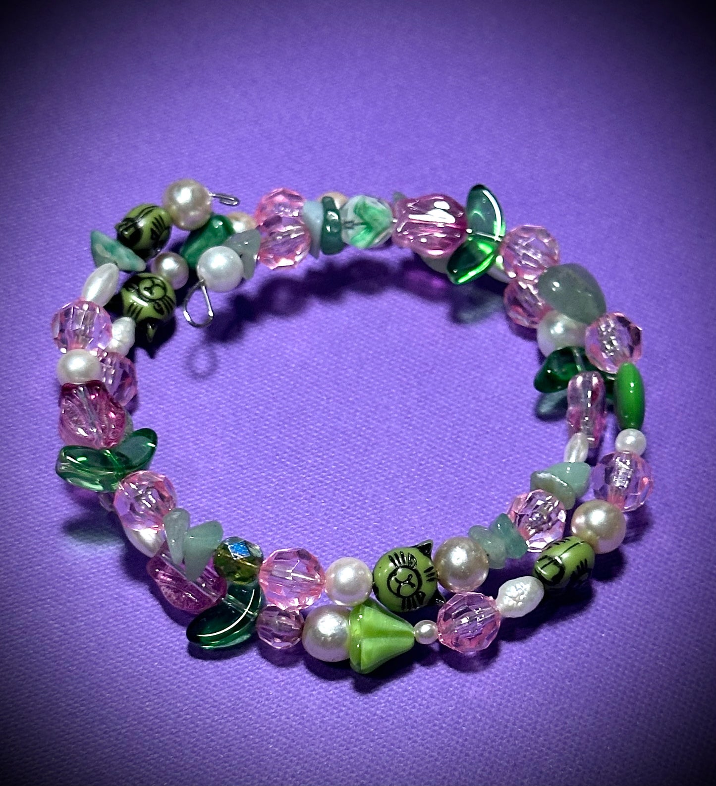 Mystical Feline memory wire bracelets