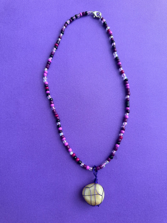 Purple Whimsy Beaded Necklace