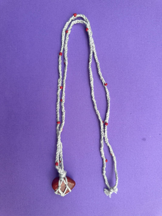 Red Rush Waist Length Braided Necklace