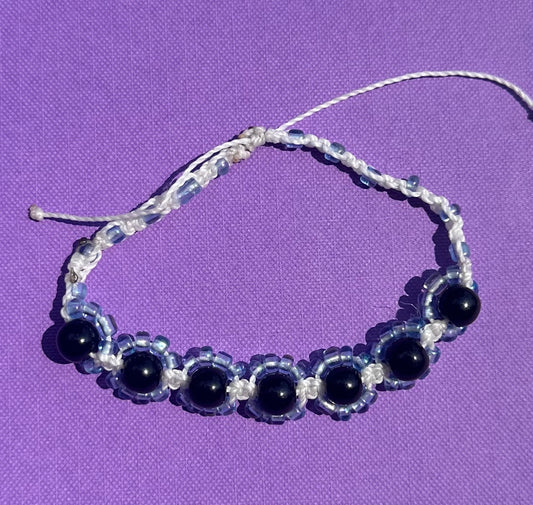 Midnight Waterfall Macramé Bracelet (Adjustable)