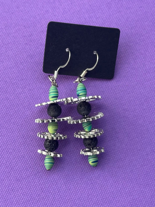 Dewy Gear Drop Earrings