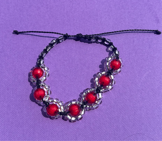 Ruby Red Macramé Bracelet (Adjustable)